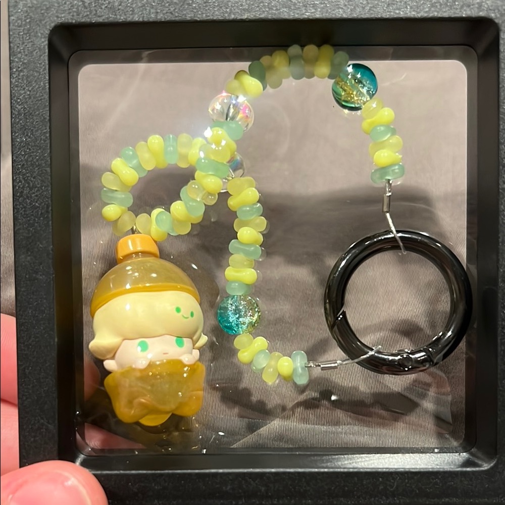 Cute pop bean Keychain with Beaded Strap